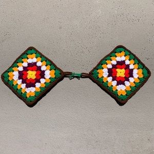 Handmade knitted crochet potholders granny square (pair)